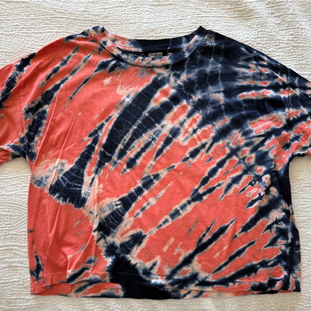 ASOS Tie-Dye Short Sleeve Tee - Coral and Navy